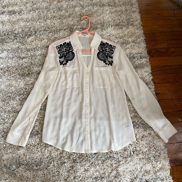 Express Sheer Button Up Blouse‎ - Picture 1 of 5
